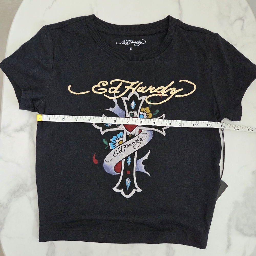 Ed Hardy Y2K Cross Graphic Tee NWT Youth Small Fits 7/8 Girls or XXS/XS Women - Picture 13 of 16
